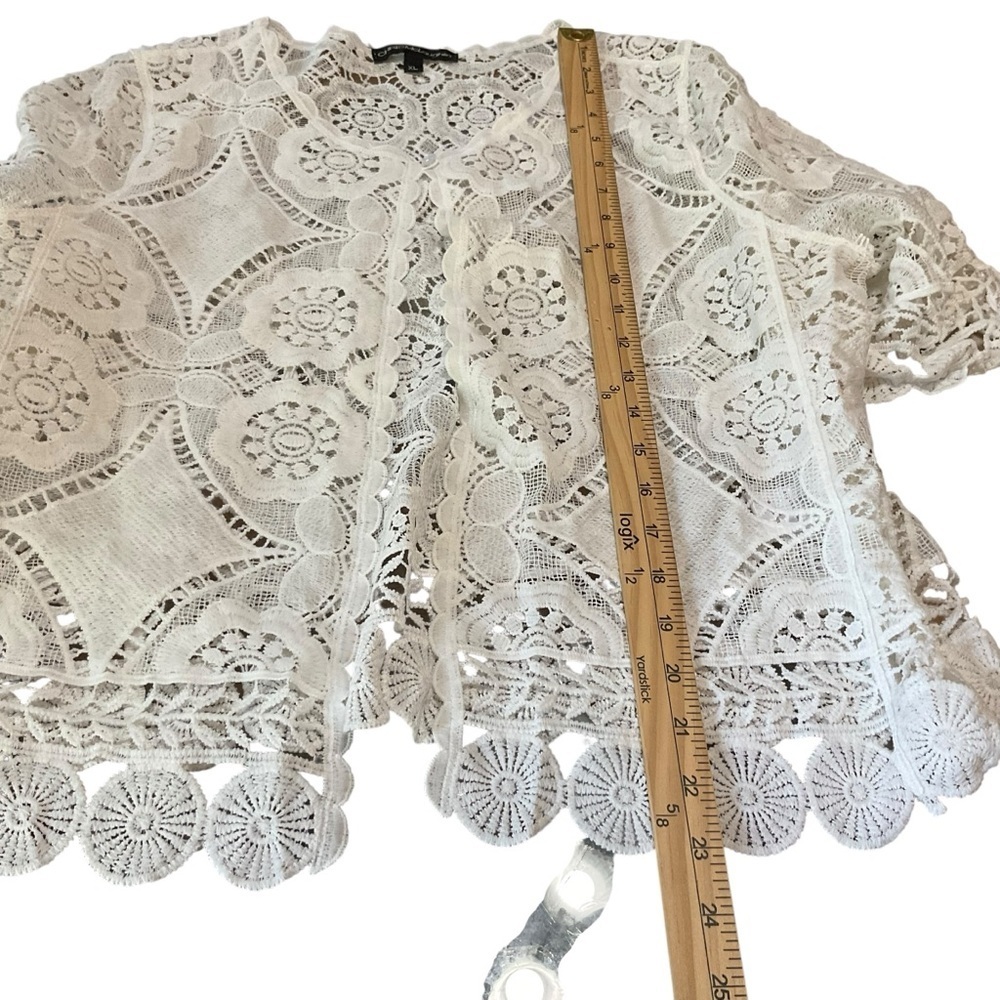 Chris McLaughlin White Crochet Open Front Cardigan XL - Picture 8 of 10